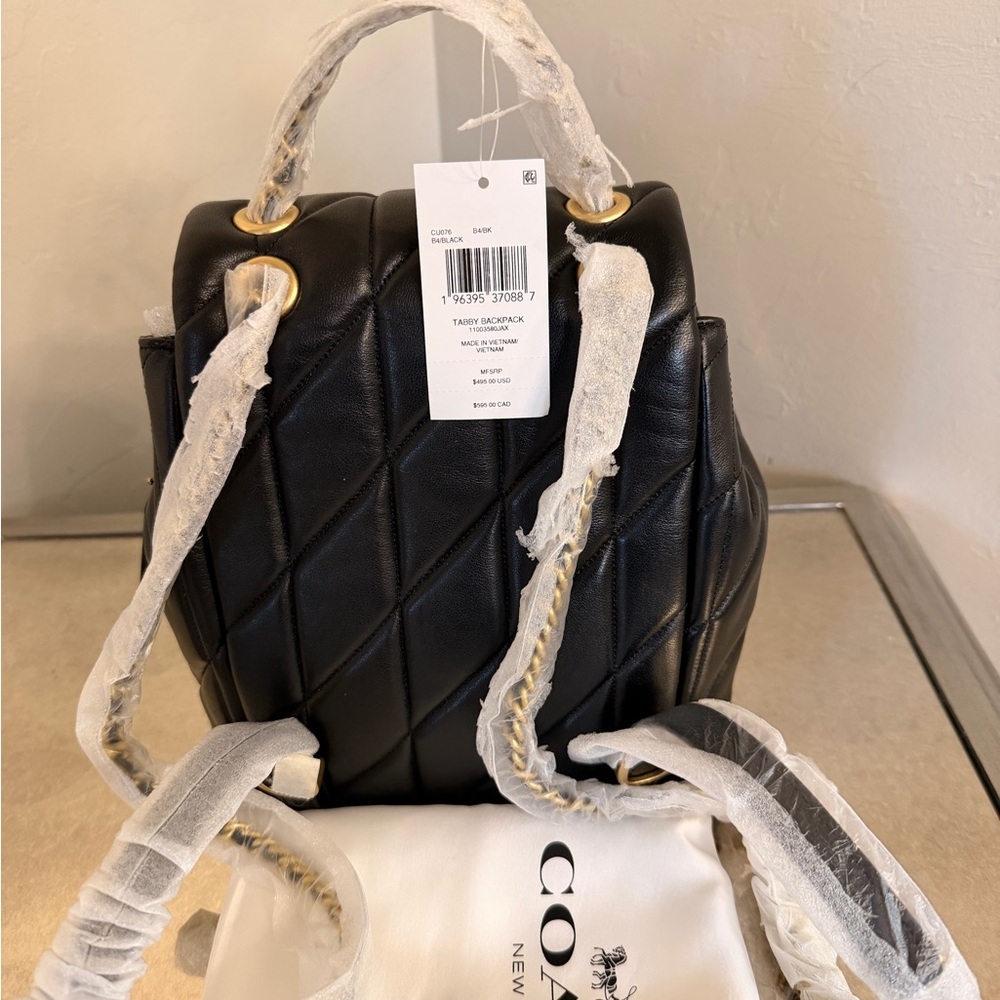 COACH Black Quilted Leather C Backpack with Gold Hardware - Picture 3 of 9